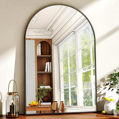 XRAMFY 20"x30" Black Arched Bathroom Mirror - Wall Mirror for Bathroom, Metal Frame Vanity Mirror, Dresser Mirror, Arch Decorative Mirrors for Living Room, Bedroom, Entryway, Mantle