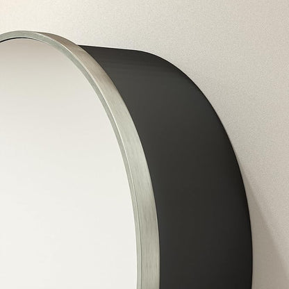 Keonjinn 28 x 28 in Round Medicine Cabinets for Bathroom, Brushed Nickel Surface Mount Medicine Cabinet, Circle Medicine Cabinet with Mirror, Adjustable Shelves Framed Bathroom Mirror with Storage
