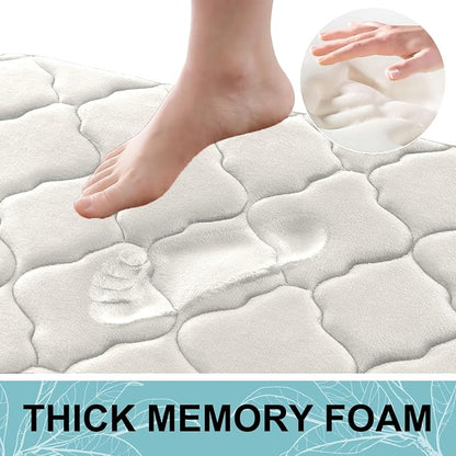 OLANLY Memory Foam Bath Mat Rug 36x24, Ultra Soft and Absorbent Bathroom Rugs, Non-Slip, Comfortable, Machine Washable Bath Carpet for Bathroom Floor, Tub, Shower and Home Decor Accessories, Cream