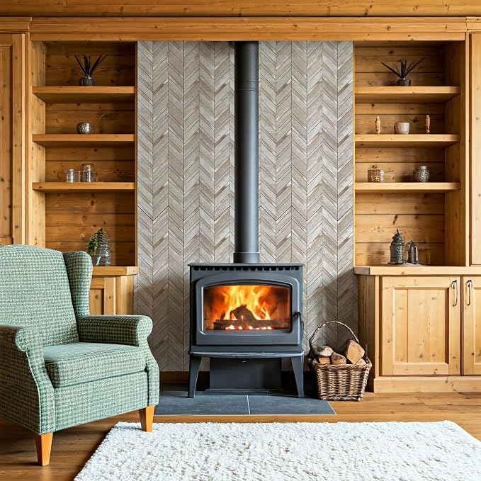 Yipscazo 10-Sheet Beige Slate Herringbone Peel and Stick Backsplash for Kitchen Walls,Heat Resistant PVC Mixed Metal Stick on Backsplash Tiles,Waterproof Peel and Stick Tile for Bathroom&Shower