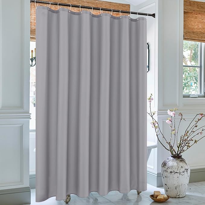 Fabric Shower Curtain Liner 54"W x 78"L-Silver Grey Stall Shower Liners | Hotel Quality Water Resistant Narrow Shower Liners for Bathroom-Washable Cloth Polyester Light Weight Bath Curtain RV Dorms