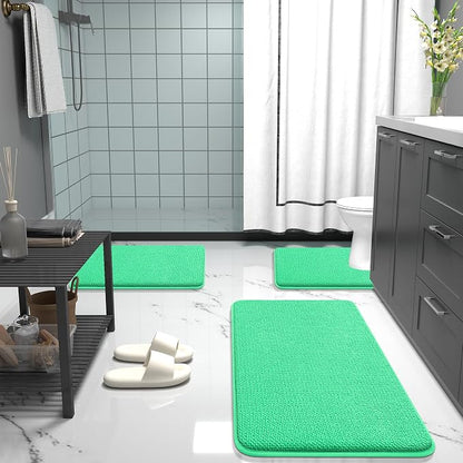 OLANLY Thick Memory Foam Bathroom Rug 36x24, Absorbent Bath Mat, Mint Green | Soft Quick Dry Bath Rugs, Non-Slip, Machine Washable Carpet for Bathroom Floor, Tub and Shower, Home Decor Accessories
