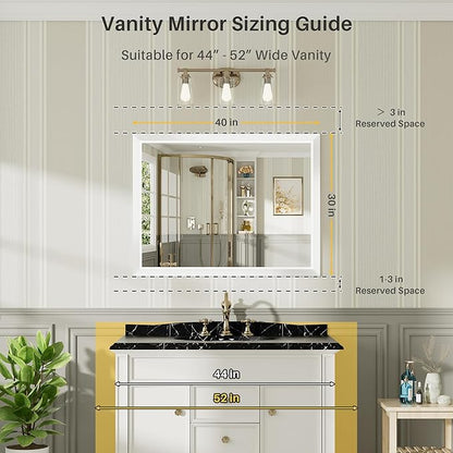 40x30 Inch White Bathroom Mirror for Wall, Thick Metal Framed Rectangle Mirrors for Over Sink, Bedroom, Living Room, Entryway, Anti-Rust, HD Tempered Glass