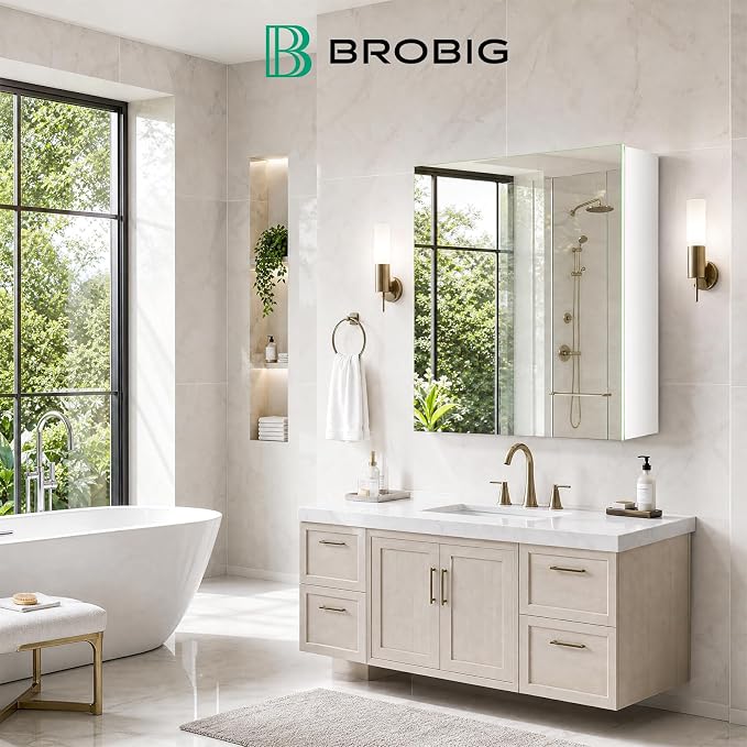 20 x 26 Aluminum Medicine Cabinet Mirror, Moisture & Rust Resistant Bathroom Wall Cabinet with Mirror, Recessed or Surface Mount with Adjustable Shelves, Tempered Glass & Soft Close Hinges