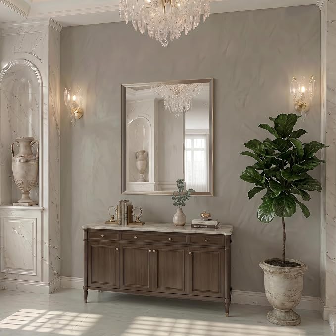 DESBING 30"x36" Gold Bathroom Mirrors for Over Sink | Tempered Glass, Metal Frame, Rectangle Vanity Wall Mirror for Bathroom, Living Room, Bedroom, Horizontally or Vertically