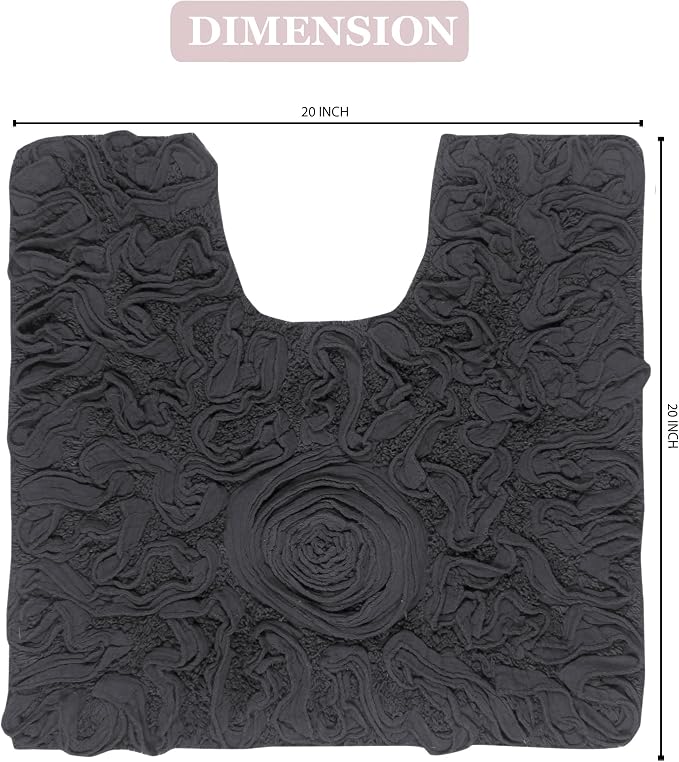 Home Weavers Bell Flower Collection 100% Cotton Tufted Bath Rugs, Extra Soft and Absorbent Bath Rugs, Non-Slip Bath Mats, Machine Washable, Bath Mats for Bathroom Floor and Tub, 20"x20" Contour, Gray