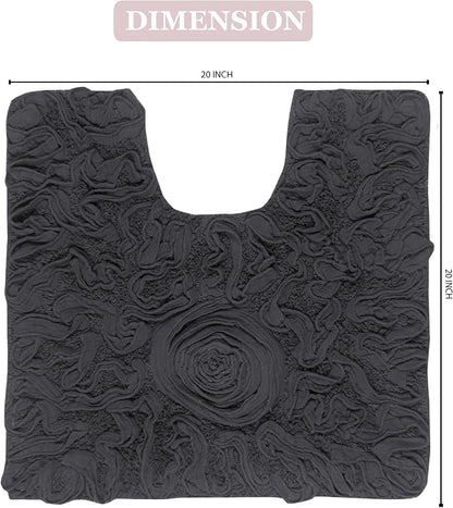 Home Weavers Bell Flower Collection 100% Cotton Tufted Bath Rugs, Extra Soft and Absorbent Bath Rugs, Non-Slip Bath Mats, Machine Washable, Bath Mats for Bathroom Floor and Tub, 20"x20" Contour, Gray