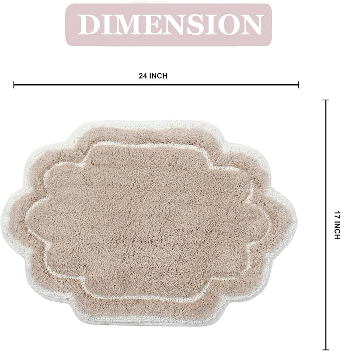 Home Weavers Allure Collection 100% Cotton Tufted Bathroom Rug, Soft and Absorbent Bath Rugs, Non-Slip Bath Carpet, Machine Wash Dry Bath Mats for Bathroom Floor, 17"x24" Bath Rug, Linen