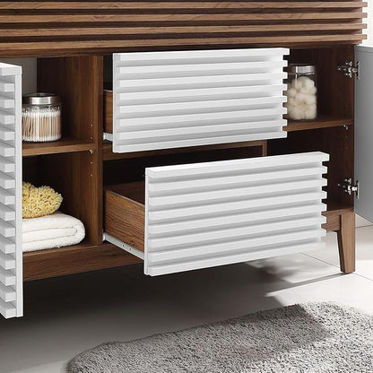 Modway Render 48" Single Sink Compatible (Not Included) Bathroom Vanity Cabinet in White Walnut