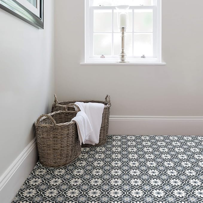 FloorPops FP2944 Sevilla Peel & Stick Floor Tiles, Multicolor (Pack of 6)