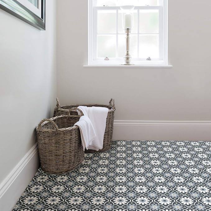 FloorPops FP2944 Sevilla Peel & Stick Floor Tiles, Multicolor (Pack of 6)