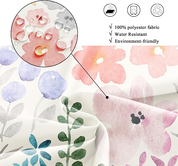 Clawfoot Tub Extra Wide Floral Flower Cute Wrap Bathroom Shower Curtain Set | 180"W x 70"H Colorful All; waterproof HD print, quick-dry fabric with 12 hooks for easy hanging.