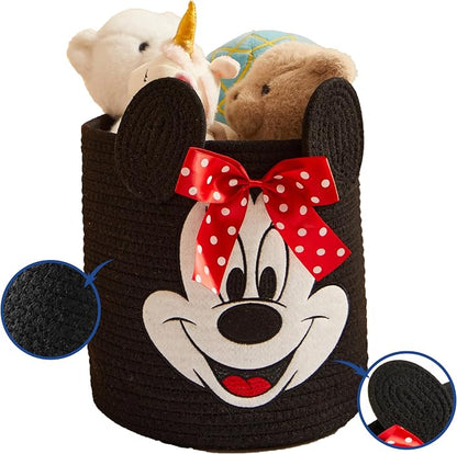 Disney Minnie Mouse Rope Storage Basket,Cute Figural Organizer Bin for Kids Room, Nursery or Toys, 10" H x 10" W