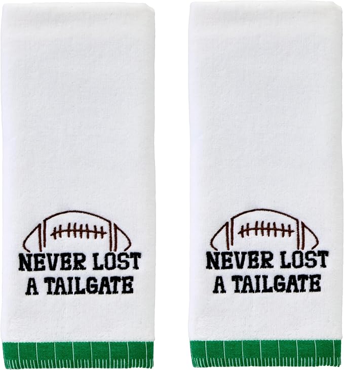 SKL Home Never Lost A Tailgate 2pc Hand Towel Set for Bath/Kitchen, Optic White