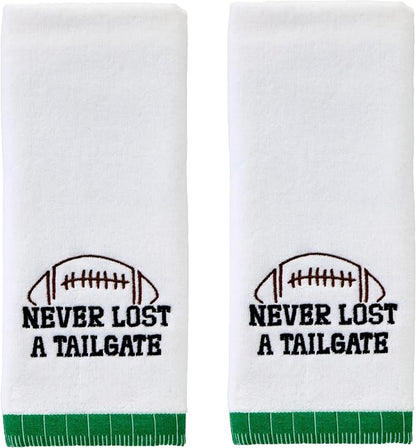 SKL Home Never Lost A Tailgate 2pc Hand Towel Set for Bath/Kitchen, Optic White
