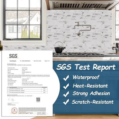 Yipscazo 2026 New Upgrade Peel and Stick Smooth Matte Finish Backsplash, PVC Wall Tiles Stick on Tiles for Backsplash Kitchen, Bathroom, Fireplace (40 Sheets, Marble White)