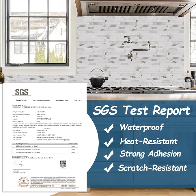 Yipscazo 2 Sheets Peel and Stick Smooth Matte Finish Backsplash, PVC Wall Tiles Stick on Tiles for Backsplash Kitchen, Bathroom, Fireplace (6'' X 12'', Marble White)