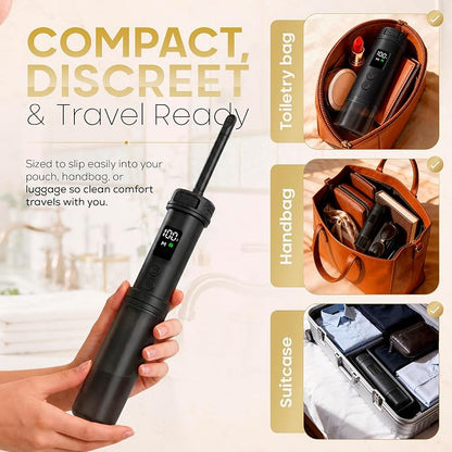 Portable Rechargeable Bidet for Travel Electric Waterproof Handheld Travel Bidet Sprayer, Personal Hygiene Cleaner for Women Men and Baby Care, Black