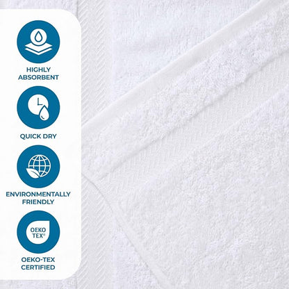 SUPERIOR 8-Piece Cotton Hand Towel Set, Small Towels for Fast Dry, Home Essentials, Bathroom Decor, Face, Body, Spa, Resort, Gym, Lightweight, Soft, House Accessories, Franklin Collection, White