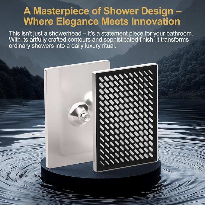 Cobbe Rainfall Shower Head for Bathroom, 11.8 Inch Large Rectangular with Adjustable Stainless Steel 11 Inch Extension Arm - Premium Quality Luxury Experience, No Tools Installation, Brushed Nickel