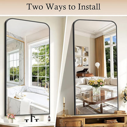 COFENY Bathroom Mirror, 30x60 inch Black Rectangle Wall Mounted Mirror with Thin Frame, Large Bathroom Vanity Mirrors for Over Sink, Entryway, Living Room, Bedroom