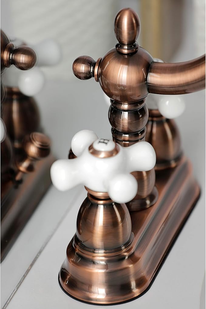 Kingston Brass KB160PXAC Heritage 4" Centerset Bathroom Faucet, Antique Copper,6.19 x 4.69 x 6.19