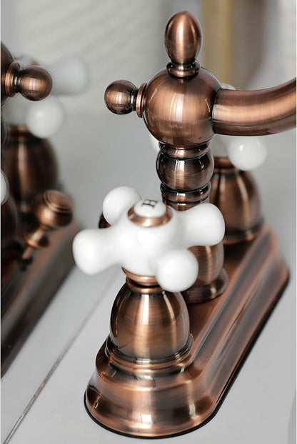 Kingston Brass KB160PXAC Heritage 4" Centerset Bathroom Faucet, Antique Copper,6.19 x 4.69 x 6.19