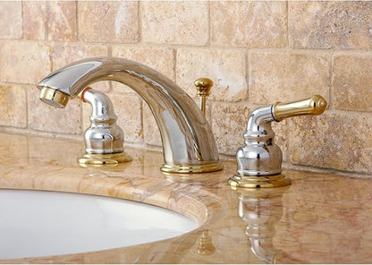 Kingston Brass KB964 Magellan Widespread Bathroom Faucet with Retail Pop-Up, Polished Chrome/Polished Brass