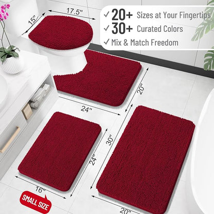 OLANLY Bathroom Rugs 32x20, Extra Soft Absorbent Chenille Bath Rugs | Red, Quick-Drying Rubber Backing, Machine Washable Bath Mat for Bathroom Floor, Tub and Shower, Home Decor Accessories