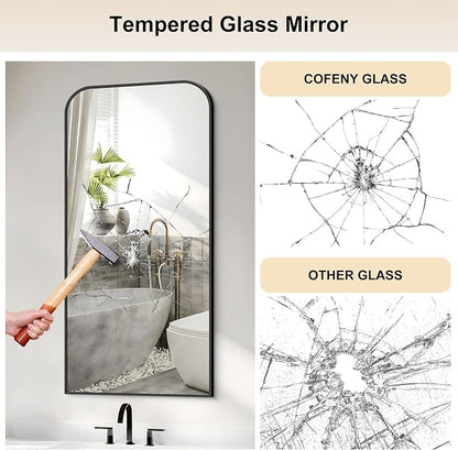 COFENY Bathroom Mirror, 20x40 inch Black Rectangle Wall Mounted Mirror with Thin Frame, Bathroom Vanity Mirrors for Over Sink, Entryway, Living Room, Bedroom