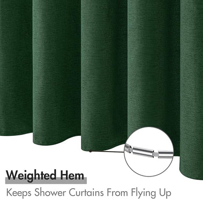 MIULEE Linen Fabric Shower Curtain Dark Green W72*L72 12 Metal Hooks | Washable, Modern, Heavy Duty, Shower Curtain Set, Waterproof Thick Cloth Shower Curtains, Bathroom Bathtub