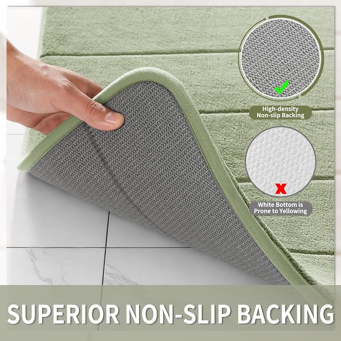 Yimobra Bathroom Runner 55"x24", Non Slip Memory Foam Bath Mat, Super Soft Water Absorbent Hallway Carpet, Machine Washable Rug for Vanity Tub Shower, Sage Green