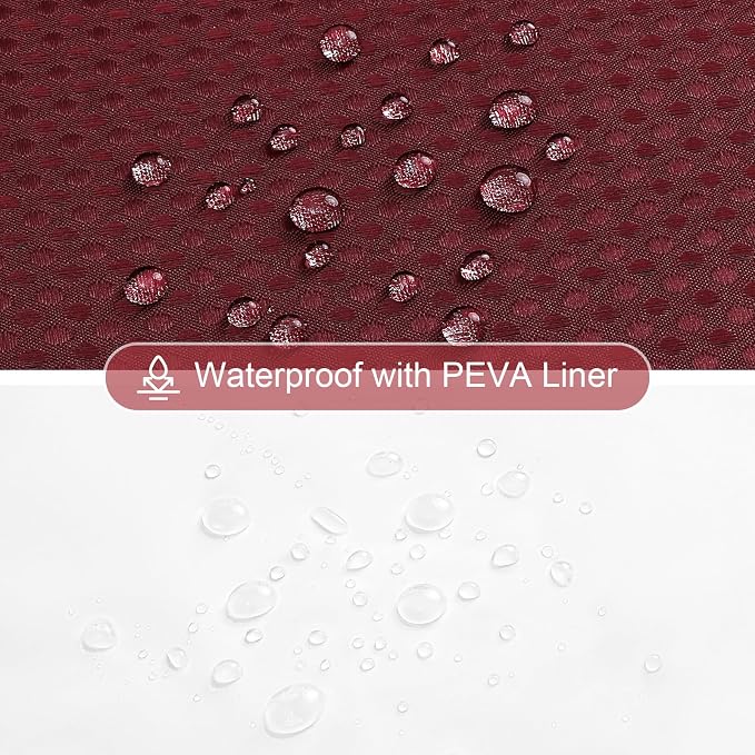3 in 1 Burgundy Shower Curtain with PEVA Liner, 12 Hooks, 72x72 | Luxury Weighted Fabric Shower Curtain Set, 12 Stainless Steel Double-Sided Hooks, Water Repellent, Bathroom Decor