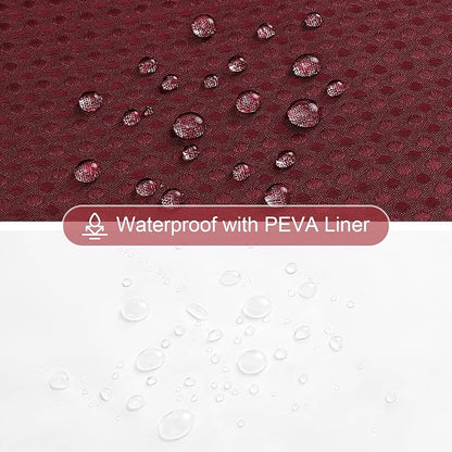 3 in 1 Burgundy Shower Curtain with PEVA Liner, 12 Hooks, 72x72 | Luxury Weighted Fabric Shower Curtain Set, 12 Stainless Steel Double-Sided Hooks, Water Repellent, Bathroom Decor