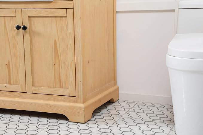 72" Pre-Assembled Bathroom Vanity with Sink, Solid Birch and MDF, Carrara White Marble Countertop Attached, Double Rectangle Porcelain Sink, 3 Soft-Close Drawers, Natural Wood