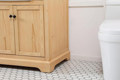 72" Pre-Assembled Bathroom Vanity with Sink, Solid Birch and MDF, Carrara White Marble Countertop Attached, Double Rectangle Porcelain Sink, 3 Soft-Close Drawers, Natural Wood