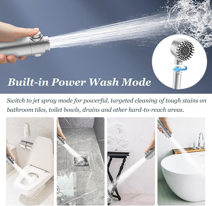FEELSO Filtered Shower Head with Handheld, High Pressure Shower Filter Head | ON/OFF Switch, Anti-clog Nozzles, 4 Spray Showerhead with Filters for Hard Water, Remove Chlorine, Reduce Dry Itchy Skin