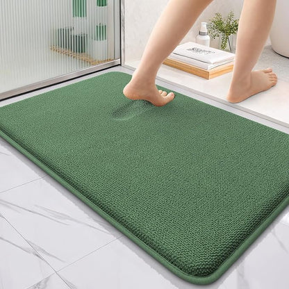 OLANLY Memory Foam Bathroom Rugs 36x24, Absorbent Bath Mat, Olive Green | Soft Quick Dry Bath Rugs, Non-Slip, Machine Washable Carpet for Bathroom Floor, Tub and Shower, Home Decor Accessories
