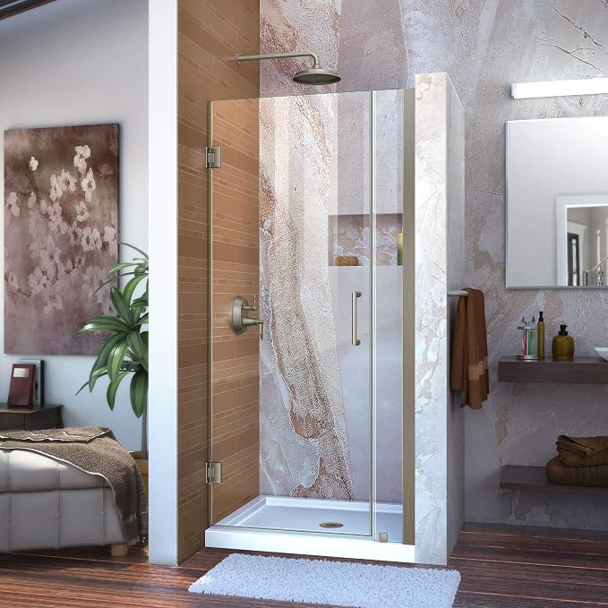 DreamLine Unidoor 31-32 in. W x 72 in. H Frameless Hinged Shower Door in Brushed Nickel, SHDR-20317210-04