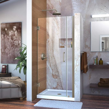 DreamLine Unidoor 31-32 in. W x 72 in. H Frameless Hinged Shower Door in Brushed Nickel, SHDR-20317210-04
