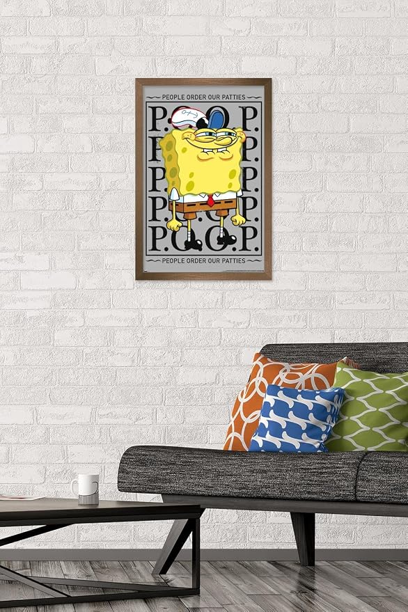 Trends International Nickelodeon Spongebob - P.O.O.P. Wall Poster, 22.4L x 14.7W, Bronze Framed Version