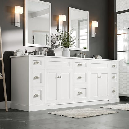 Eviva Epic 84 in. White Double Sink Bath Vanity with Carrara Quartz Top