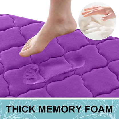 OLANLY Memory Foam Bath Mat Rug 47x24, Ultra Soft and Absorbent Bathroom Rugs, Non-Slip, Comfortable, Machine Washable Bath Carpet for Bathroom Floor, Tub, Shower and Home Decor Accessories, Purple