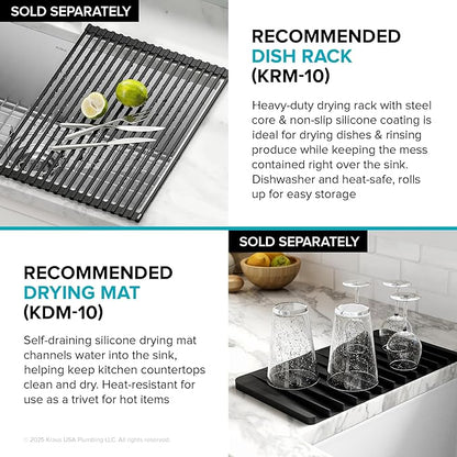 KRAUS Standard PRO 23-Inch 16 Gauge Undermount Single Bowl Stainless Steel Kitchen Sink, KHU101-23