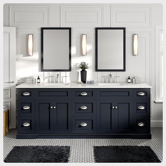 Eviva Epic 84 in. Double Sink Charcoal Gray Bath Vanity with White Carrara Quartz Top