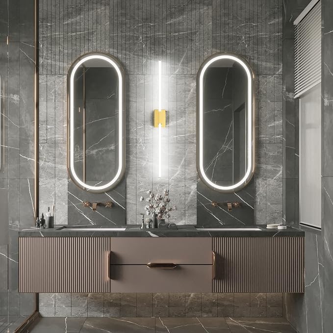 Ralbay 48inch Gold Bathroom Vanity Lights Bar 36W Modern LED Gold Vanity Light Fixtures Over Mirror(5500K White Light)