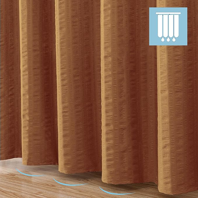 Aiyufeng Gold Shower Curtain for Bathroom, Embossed Textured Fabric Shower Curtain for Bathroom - Soft Cloth & Hotel Spa, Machine Washable, 72X72, Gold