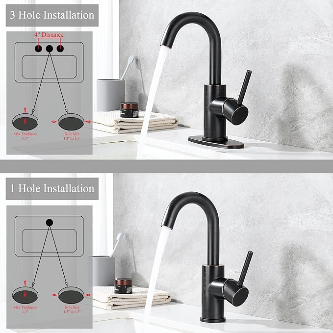 Wet Bar Sink Faucet, Lead-Free Single Handle Prep Sink Faucet, Stainless Steel Single Hole Bathroom Vanity Faucet, Oil Rubbed Bronze JU1100-ORB