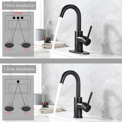 Wet Bar Sink Faucet, Lead-Free Single Handle Prep Sink Faucet, Stainless Steel Single Hole Bathroom Vanity Faucet, Oil Rubbed Bronze JU1100-ORB
