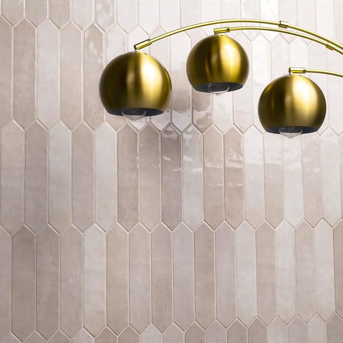 MSI Renzo Sterling 2.5 x 13 Glossy Ceramic Picket Wall Tile for Bathroom, Kitchen & Shower
